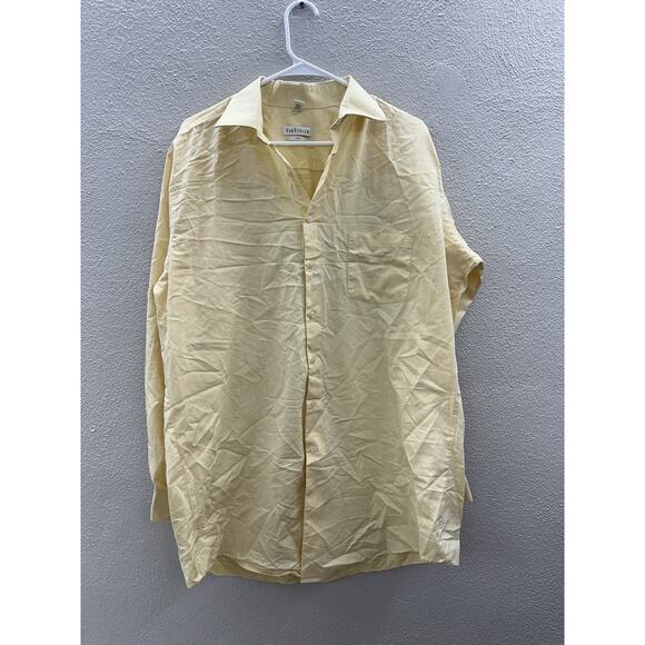 VanHeusen Mens Shirt Size 17 34/35 Tall Yellow Long Sleeve Button Up - Picture 1 of 11